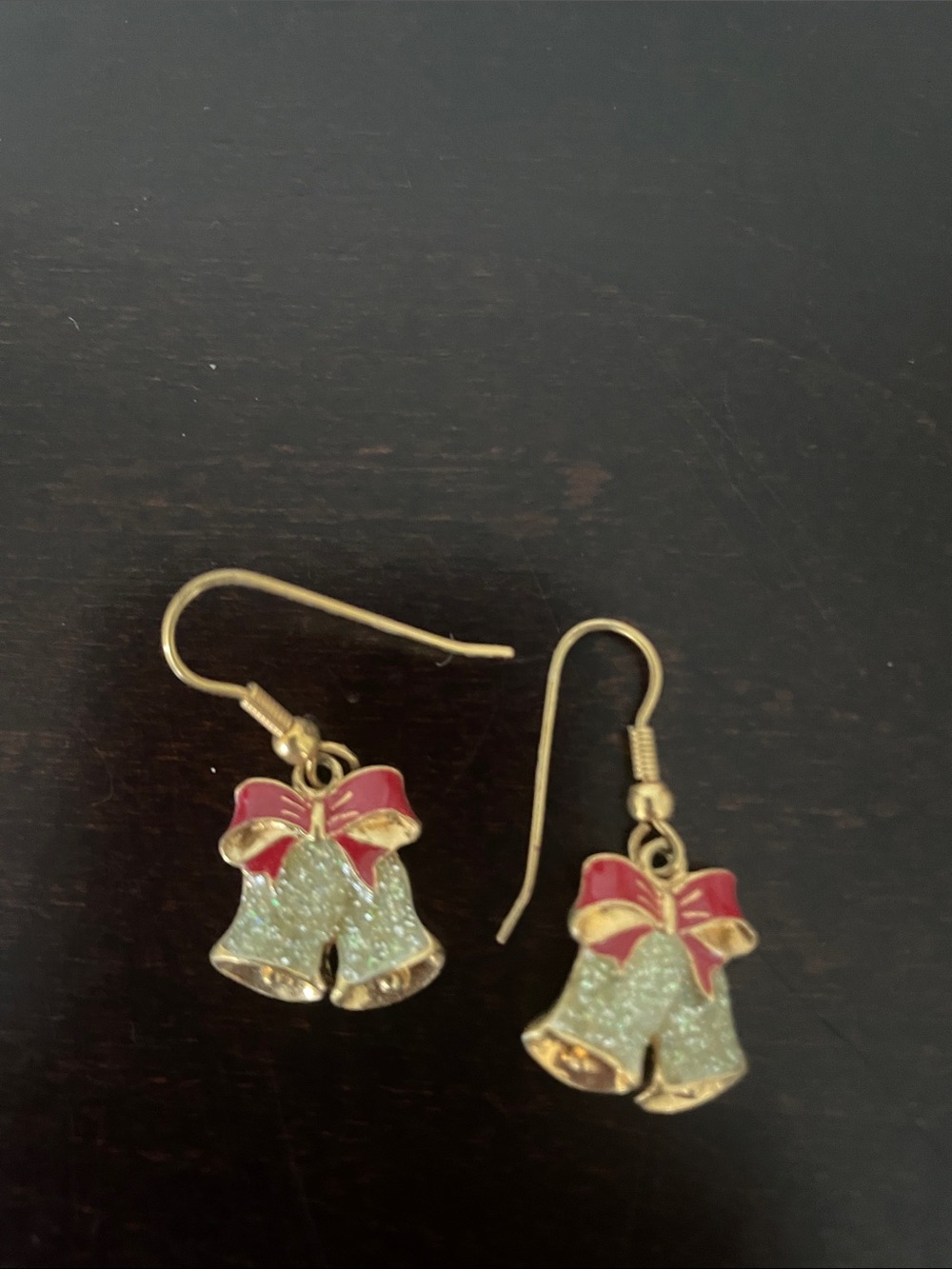 Festive Bell Dangle Earrings with Red Bows